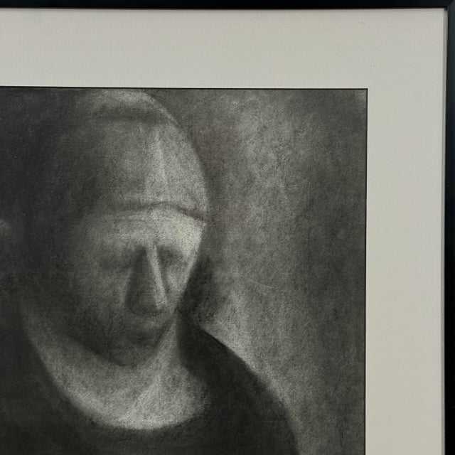 1970s Vintage Expressionist Figurative Charcoal Study on Art Paper (Framed) For Sale - Image 5 of 5