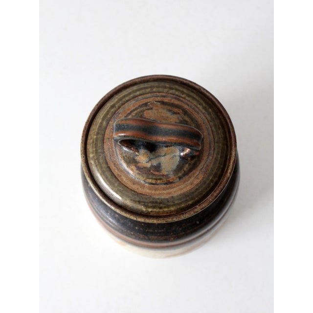 Mid-Century Modern Vintage Studio Pottery Jar For Sale - Image 3 of 10