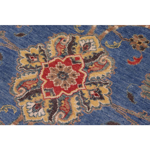 Rustic Kazak Blue/Beige Wool Rug - 10'8''x14'2'' For Sale In New York - Image 6 of 10