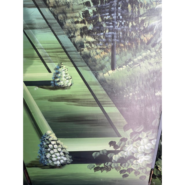 Vintage Italian Style 4-Panel Painted Floor Screen For Sale - Image 4 of 9