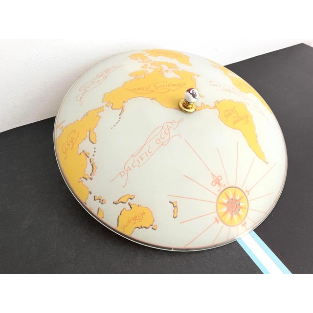 Mid Century World Map Flush Light For Sale - Image 12 of 18