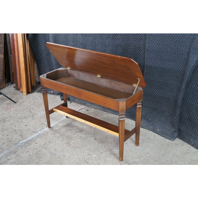 Mid 20th Century Italian Provincial Walnut Piano Organ Foyer Bench Seat Music Storage For Sale - Image 4 of 11