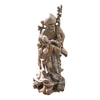 Large Chinese Sculpture in Light Wood For Sale