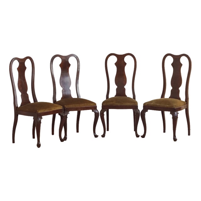 Antique Queen Anne Chairs in Wood, 1890s, Set of 4 For Sale