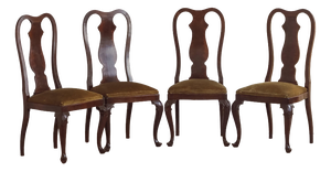 Antique Queen Anne Chairs in Wood, 1890s, Set of 4