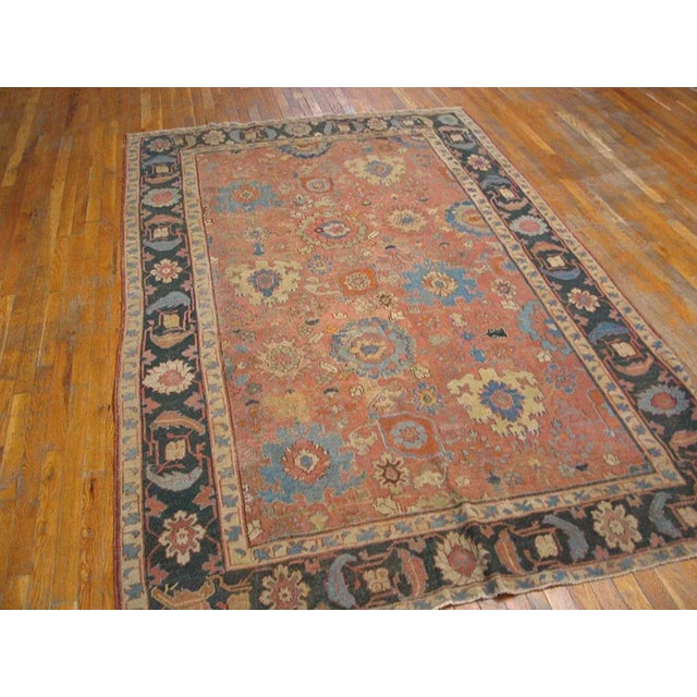Excellent Orange Salmon Color With Special Medallion Design Antique Persian N E Rug For Sale - Image 4 of 6