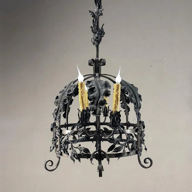 Antique Hand Forged Italian Wrought Iron Chandelier For Sale - Image 12 of 13