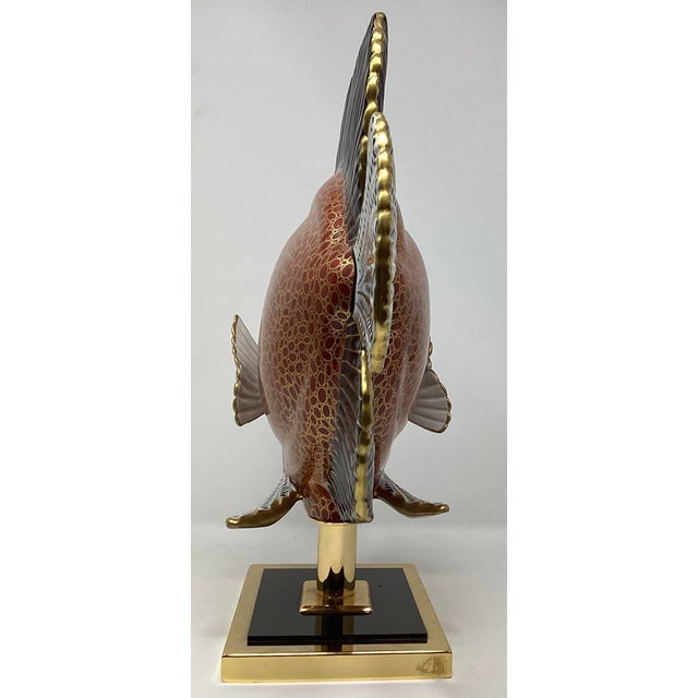 Vintage, hand-painted large porcelain fish sculpture made in Italy for Giulia Mangani for Oggetti. Produced primarily...