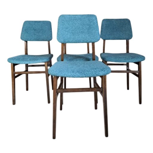 Vintage Czechoslovakian Bouclé Fabric Chairs, 1960s, Set of 4 For Sale
