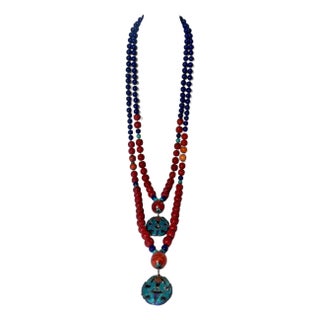 Early 20th Century Chinese Beaded Necklace Set- 2 pieces For Sale