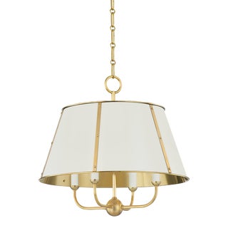 Hudson Valley Lighting Mark D. Sikes Cambridge 4-Light Chandelier, Aged Brass/Off White For Sale