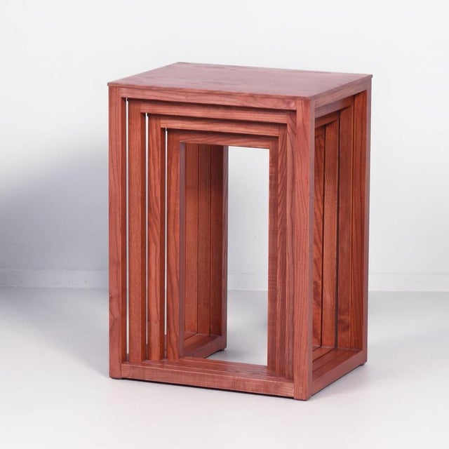 Ash Wood Nesting Tables by Josef Hoffmann for Wittmann, 1980s, Set of 4 For Sale - Image 3 of 12