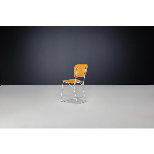 Aluflex Stackable Chairs attributed to Armin Wirth for Hans Zollinger Sohne, Switzerland, 1960s, Set of 6 For Sale - Image 10 of 13