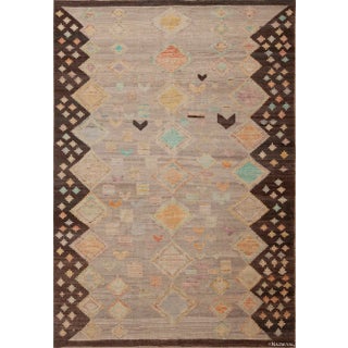 Handmade Modern Tribal Primitive Contemporary Nomadic Area Rug For Sale