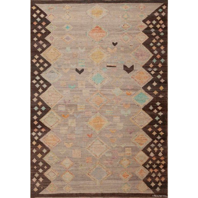 Handmade Modern Tribal Primitive Contemporary Nomadic Area Rug For Sale