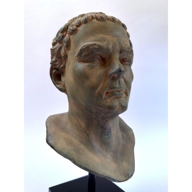 Neoclassical 1990s Classical Greco Roman-Style Portrait Bust, on Stand For Sale - Image 3 of 12