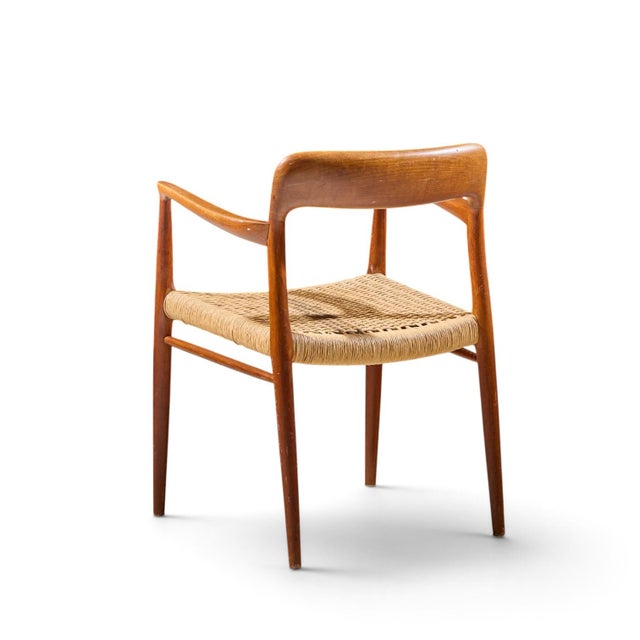 Brown Niels Moller Model 57 Mid Century Danish Teak and Rope Captains Dining Chairs - Pair For Sale - Image 8 of 13