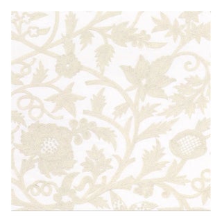 Schumacher Sissinghurst Crewel Fabric in Ivory For Sale