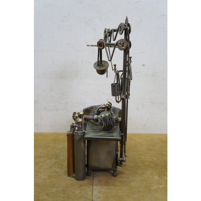 Vintage Handcrafted Metal Art Surgical Scene Sculpture Figurine Doctors Gift 13" For Sale - Image 4 of 18