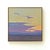 This artwork captures a serene landscape at dusk, where soft, layered clouds are painted in delicate hues of purple and...