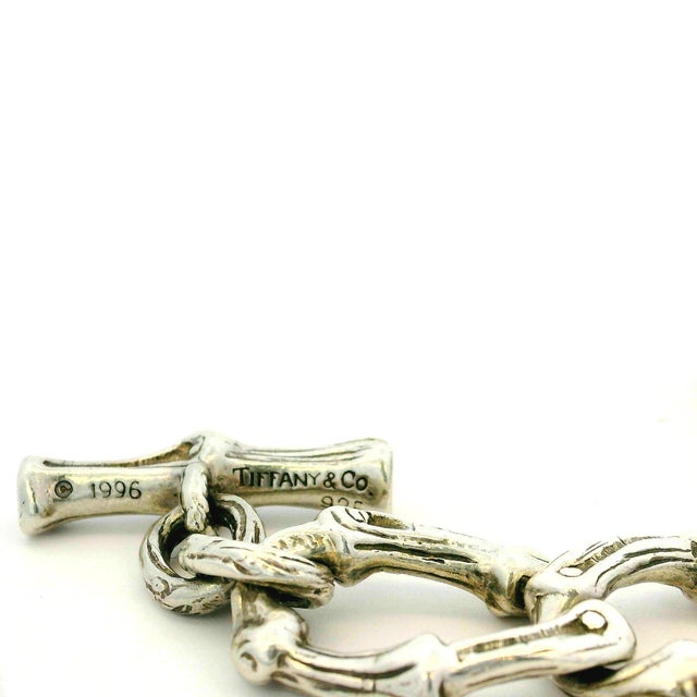 Tiffany & Co. 1996 Heavy Sterling Silver Bamboo Link Bracelet 63g W/ Box For Sale - Image 9 of 11