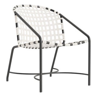 Brown Jordan Kantan Aluminum Suncloth Arm Chair, Textured Pewter frame with White fabric For Sale