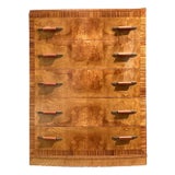 Vintage Deco Burl Wood Stall Chest of Drawers For Sale