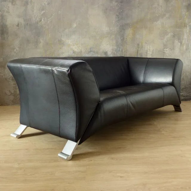 Black Leather 2-Seat Sofa by Rolf Benz, 2000s For Sale - Image 4 of 10
