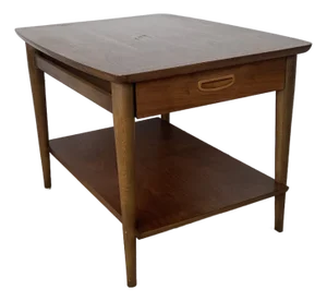 Lane Perception Walnut End Table — Two-Tier, Single Drawer