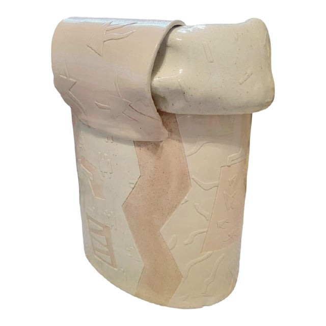 Vintage Aztec Demery 1988 Plaster Folded Shopping Bag Sculpture Room Decor Art For Sale