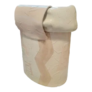 Vintage Aztec Demery 1988 Plaster Folded Shopping Bag Sculpture Room Decor Art