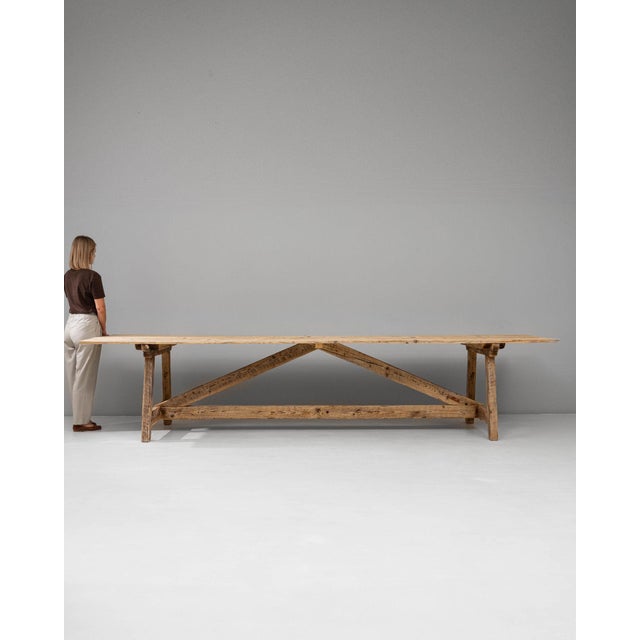 19th Century 19th Century Poland Traditional Tan Wood Dining Table For Sale - Image 5 of 11