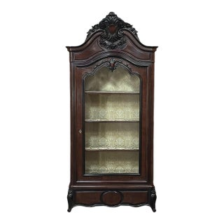 19th Century French Napoleon III Period Burled Walnut Display Armoire ~ Bookcase For Sale