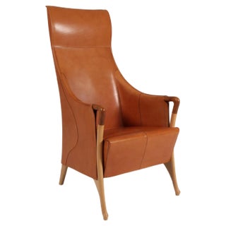 Saddle Leather Lounge Chair by Umberto Asnago for Giorgetti For Sale