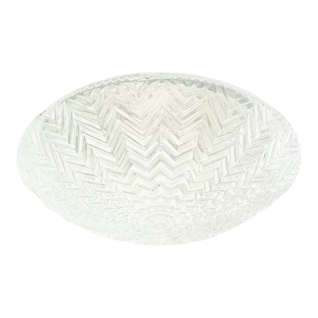 Mid-Century Modern Art Deco Geometric Transparent Glass Flush Mount From Limburg, Germany, 1970s For Sale