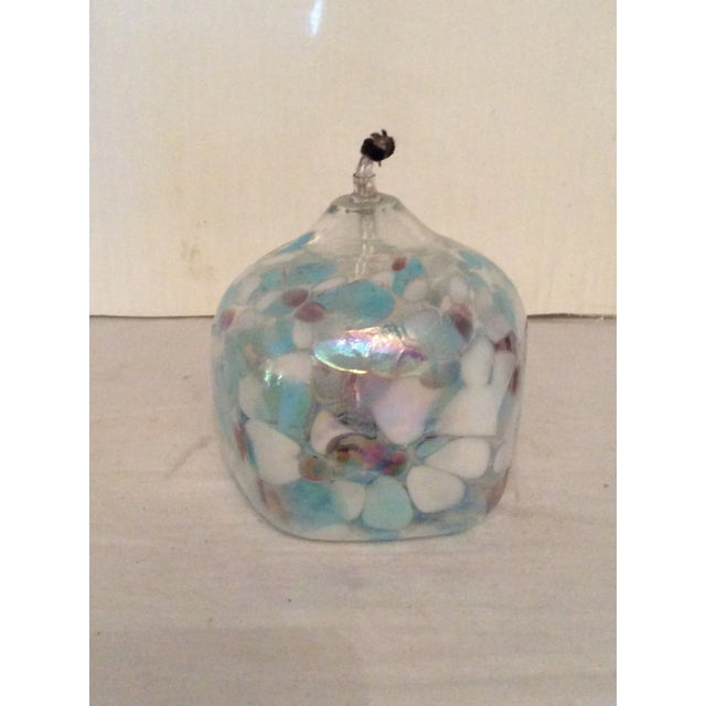 1970s Art Glass Oil Lantern With Wick For Sale - Image 4 of 5