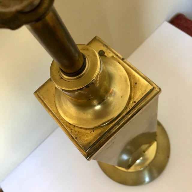 Mid-Century Modern Mid Century Brass Column Table Lamp For Sale - Image 3 of 7