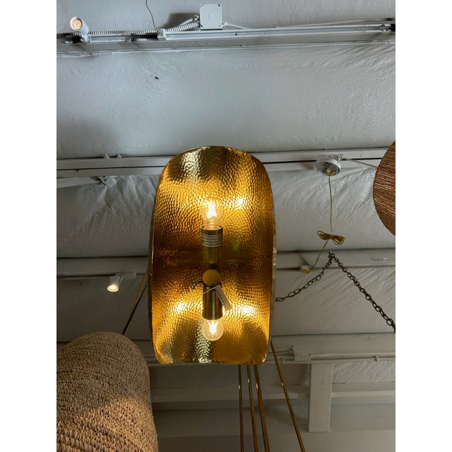 Late 20th Century Hammered Brass Pendant For Sale In Los Angeles - Image 6 of 9