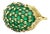 18K Yellow Gold Round Natural Emerald Gemstone Cluster Dome Ring, Size 6 For Sale