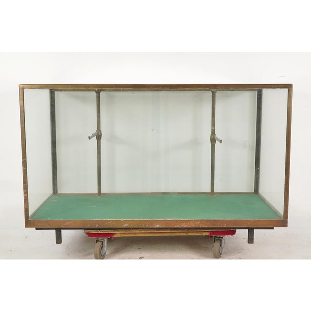 Antique French Glass Front Brass Frame Display Case For Sale - Image 12 of 12