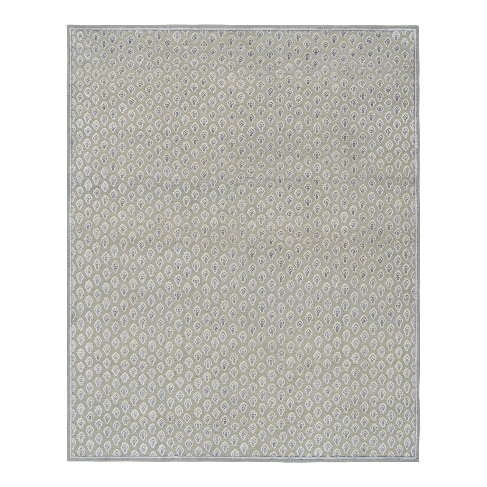 Rug & Kilim’s Modern Block Print Rug in Blue & Gray with Paisley Floral ...