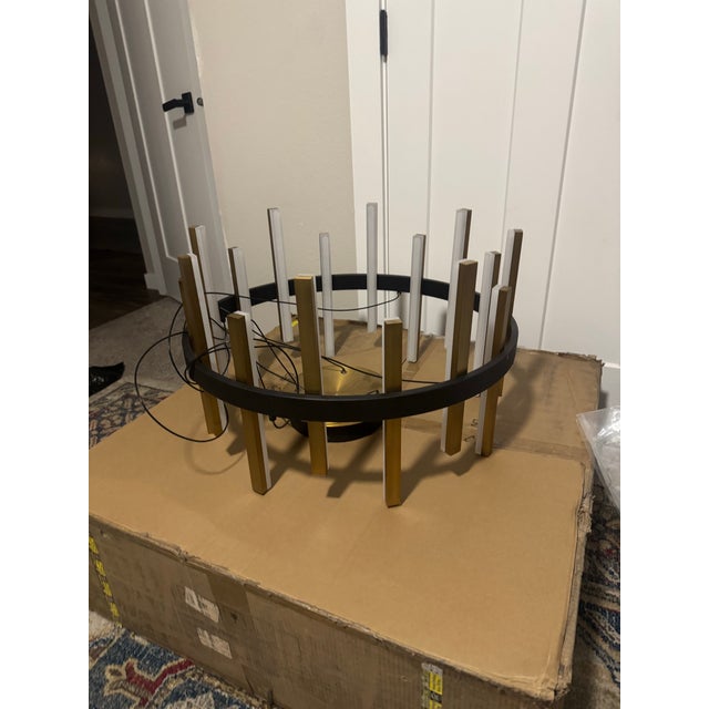 Modern Forms Lighting - Harmonix 16 Light 24” Wide LED Drum Chandelier. A two tone finish features black with aged brass....