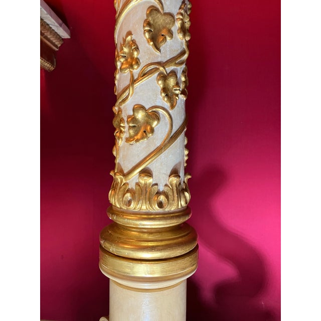 19th Century Italian White Lacquered and Gold Leaf Pedestal For Sale - Image 6 of 12