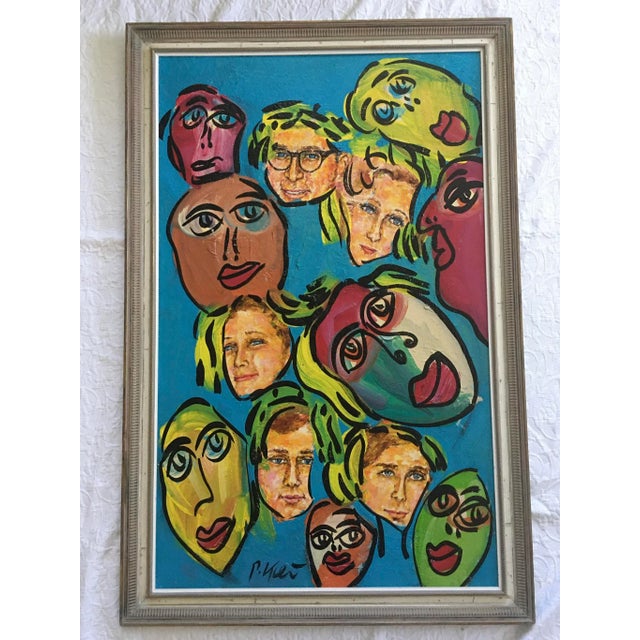 Blue Large Abstract Peter Keil Painting, Framed For Sale - Image 8 of 8