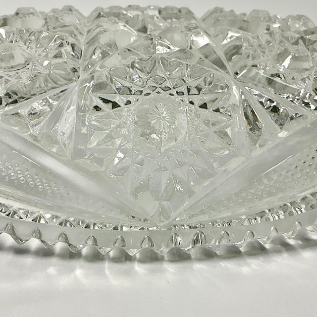 Late 1800s Antique Boho Chic Hollywood Regency American Brilliant Cut Relish Serving Dish. For Sale - Image 11 of 11