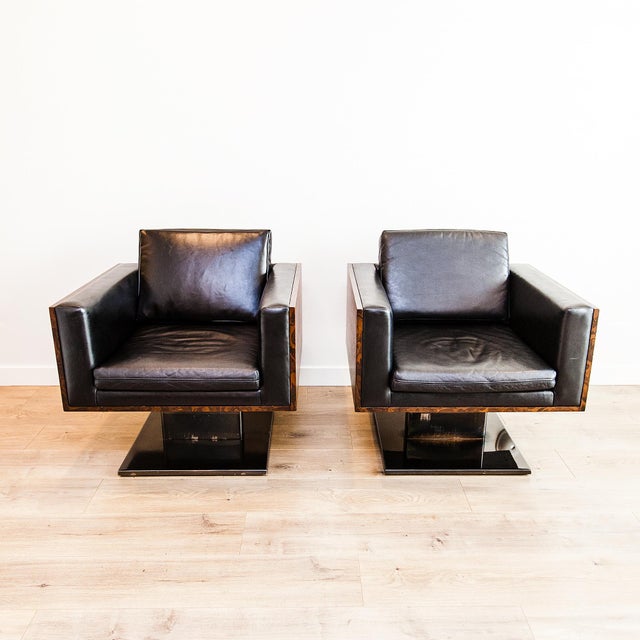 1970s Warren Platner Attributed Cube Lounge Chairs in Walnut Burl For Sale - Image 12 of 15