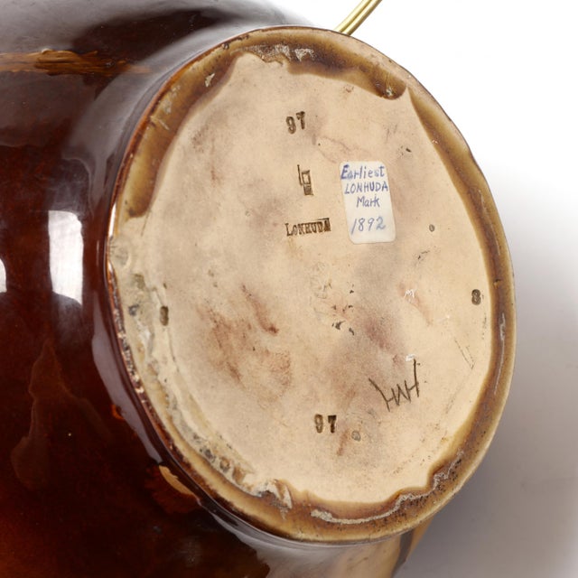 Late 18th Century 1892 Lonhuda Pottery Vase Lamp With Hydrangeas For Sale - Image 5 of 8