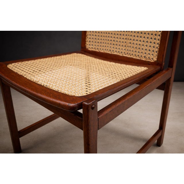 Brown Set of Eight Dining Chairs in Hardwood and Caning by Celina Decorações, Brazil, C. 1960s For Sale - Image 8 of 13