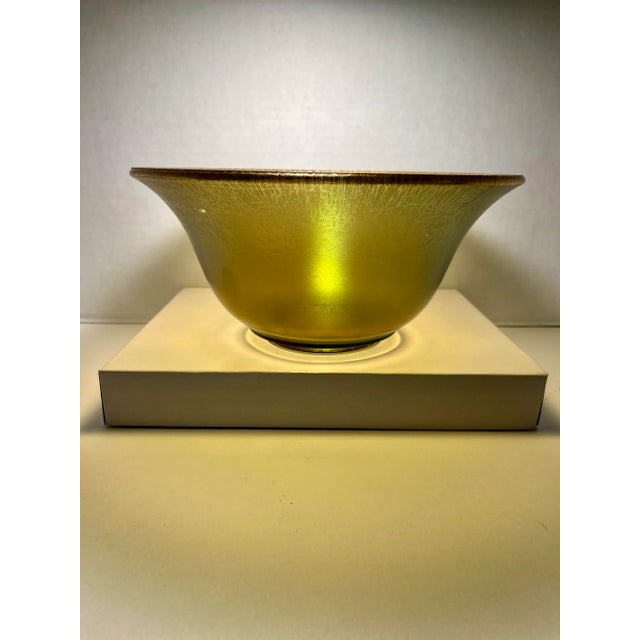 RARE Vintage Gold Iridescent Art Glass Bowl Aprox. dimensions: 10" diameter, 4.5"H Very good original condition! No chips...