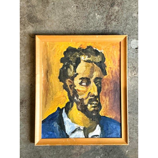 Vintage Original Oil Portrait on Canvas For Sale - Image 9 of 12